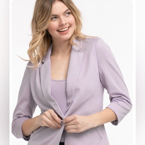Ricki’s blazer lilac ruched‎ 3/4 sleeves notch collar single button - Picture 4 of 14